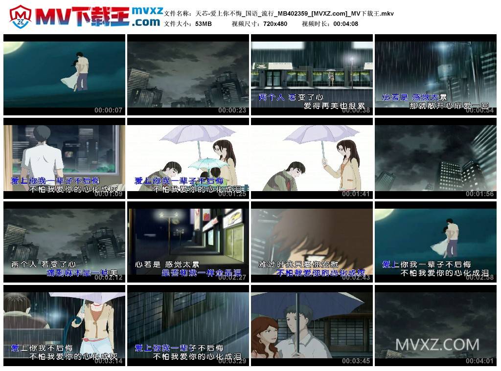 天芯-爱上你不悔_国语_流行_MB402359